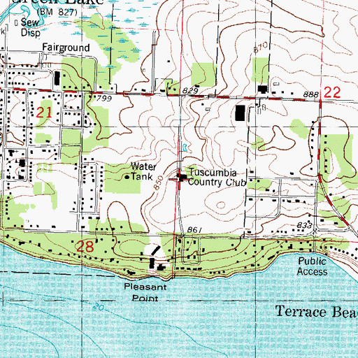 Topographic Map of Tuscumbia Country Club, WI