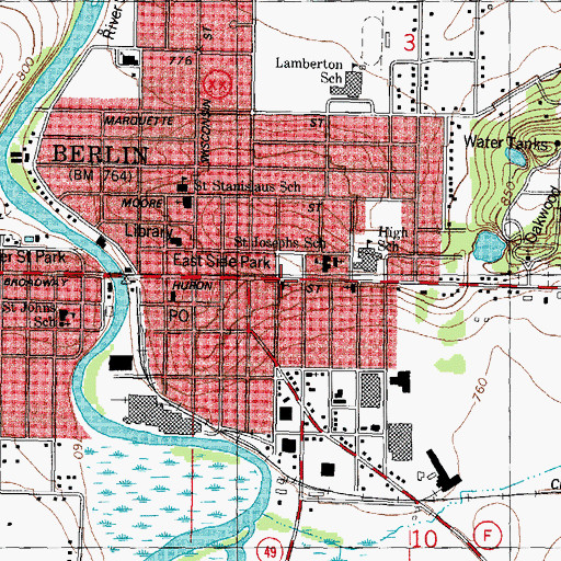 Topographic Map of Union Church, WI