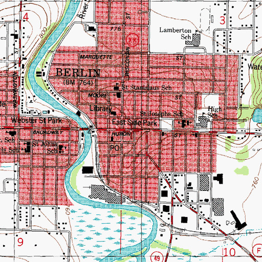 Topographic Map of Victory Baptist Church, WI
