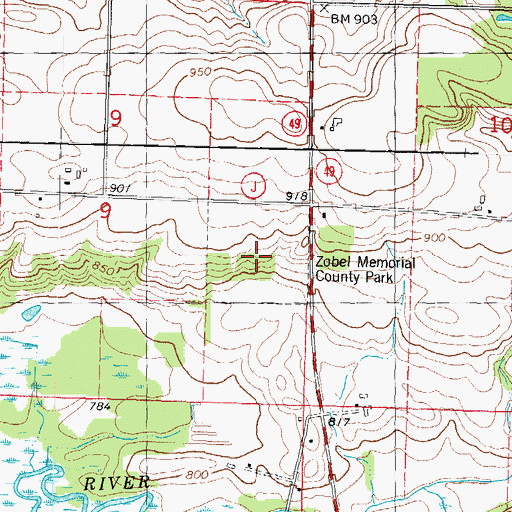 Topographic Map of Zobel Memorial County Park, WI