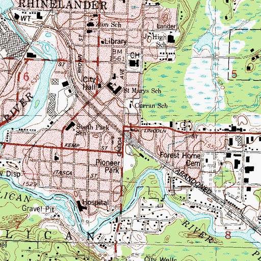 Topographic Map of Calvary Baptist Church, WI
