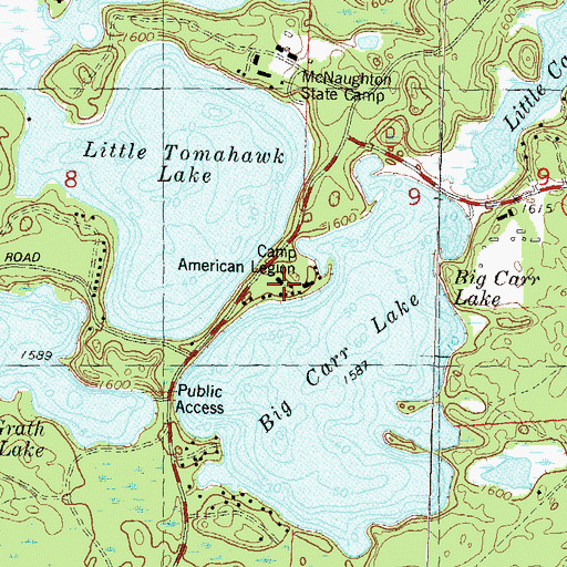 Topographic Map of Camp American Legion, WI