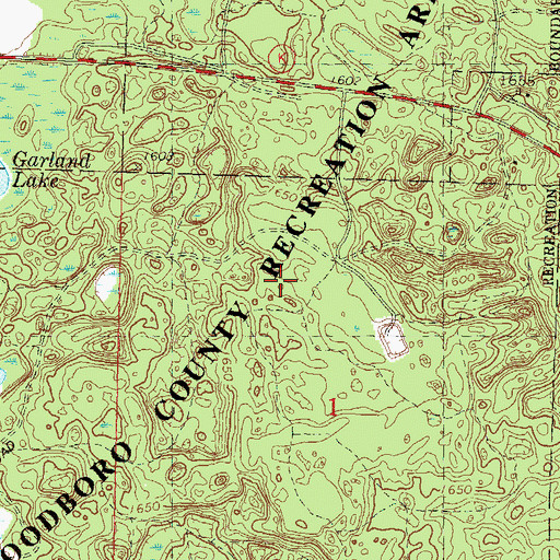 Topographic Map of Cassian-Woodboro County Recreation Area, WI