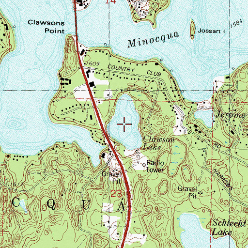 Topographic Map of Clawson Lake, WI