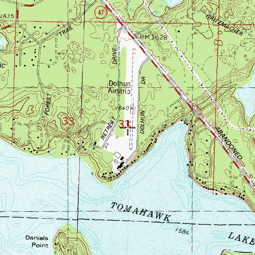 Topographic Map of Dolhun Field, WI