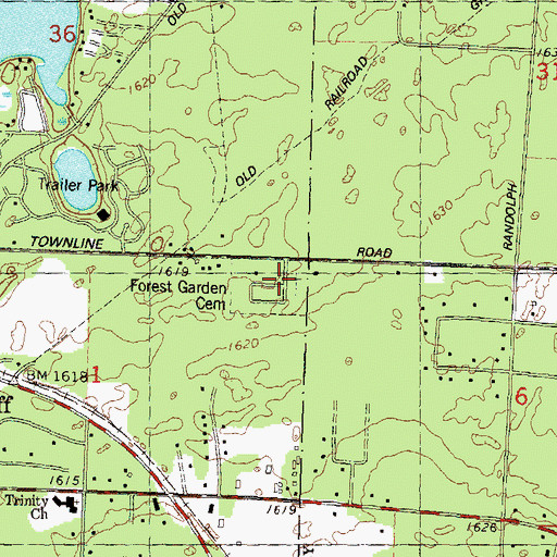 Topographic Map of Forest Garden Cemetery, WI