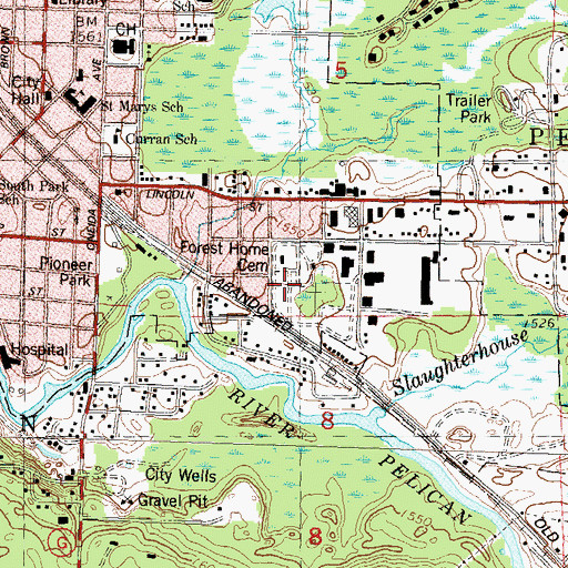 Topographic Map of Forest Home Cemetery, WI