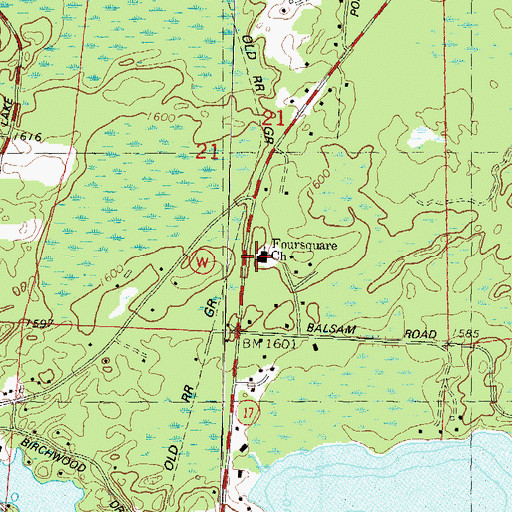 Topographic Map of Foursquare Church, WI