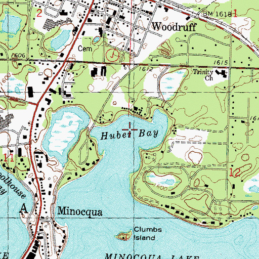 Topographic Map of Huber Bay, WI