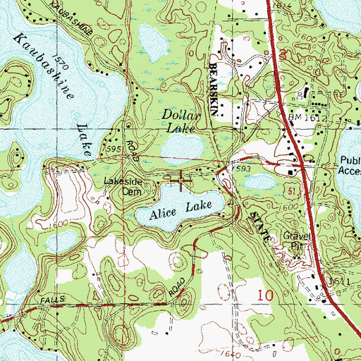 Topographic Map of Lakeside Cemetery, WI
