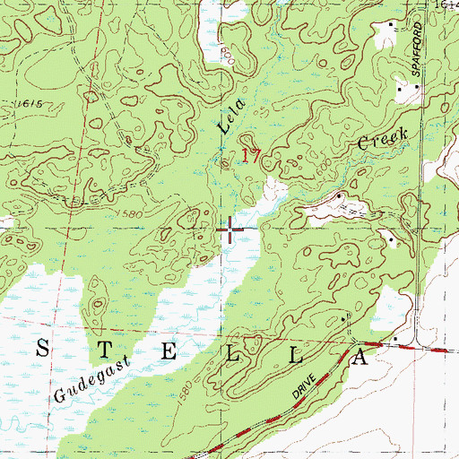 Topographic Map of Lela Creek, WI
