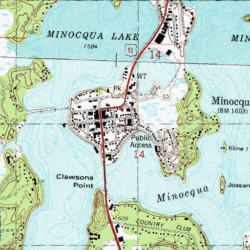 Topographic Map of Minocqua Museum, WI