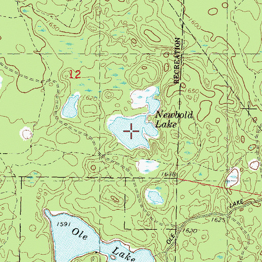 Topographic Map of Newbold Lake, WI