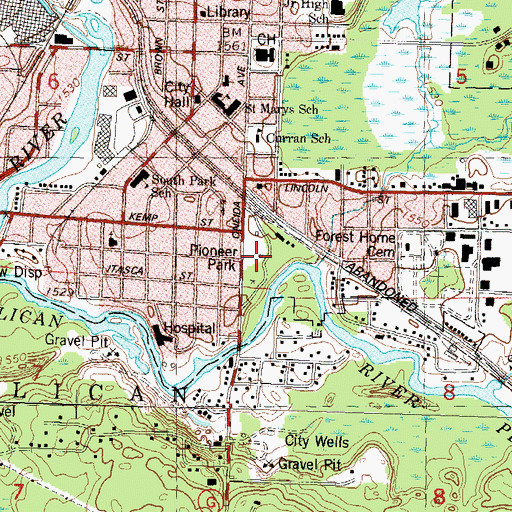 Topographic Map of Pioneer Park, WI