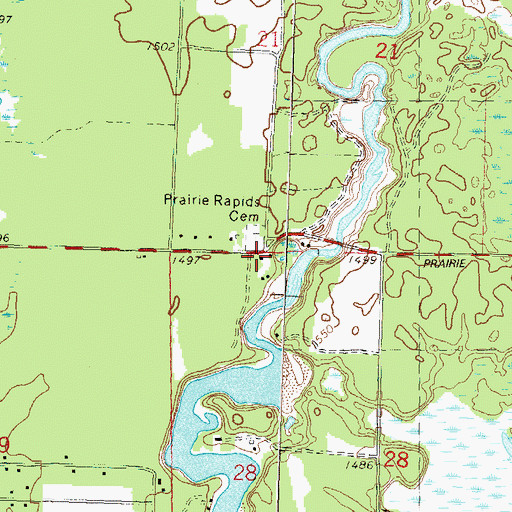 Topographic Map of Prairie Rapids Church (historical), WI