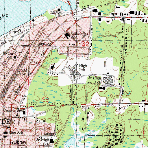 Topographic Map of Rhinelander High School, WI