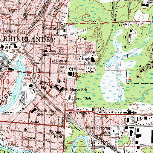 Topographic Map of Saint Marks Lutheran Church, WI