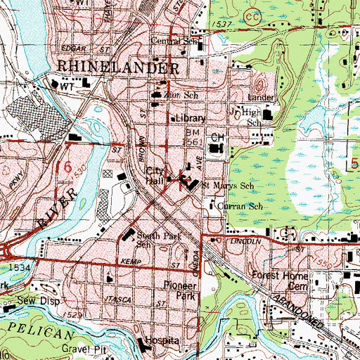 Topographic Map of Nativity of Our Lord School, WI