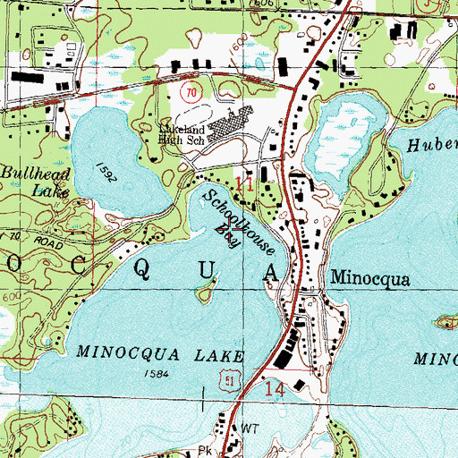 Topographic Map of Schoolhouse Bay, WI