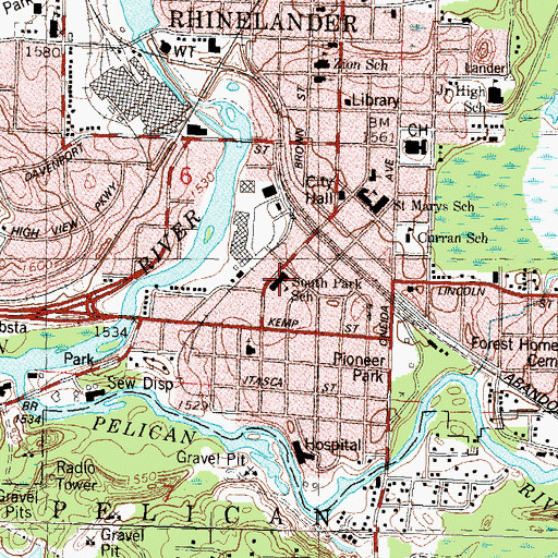 Topographic Map of South Park Kindergarten, WI