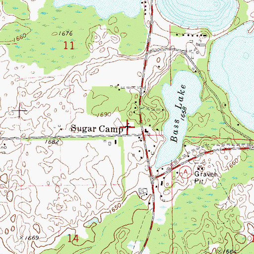 Topographic Map of Sugar Camp Elementary School, WI