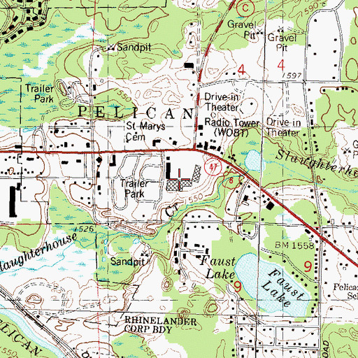 Topographic Map of Sunrise Plaza Shopping Center, WI