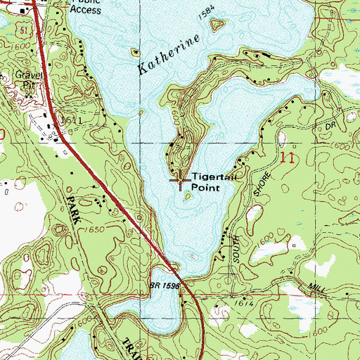 Topographic Map of Tigertail Point, WI