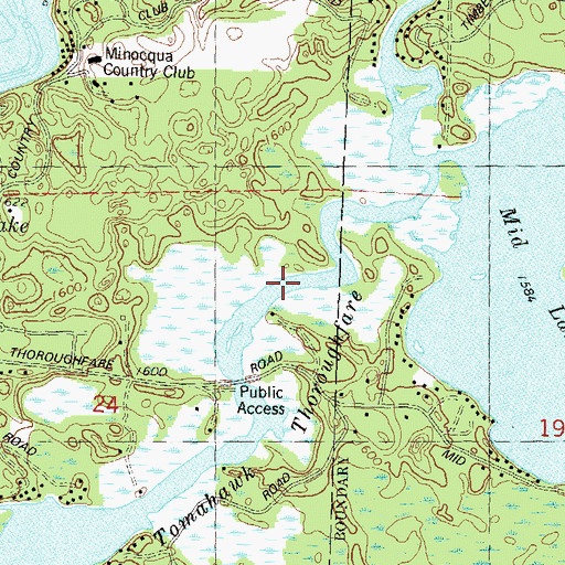 Topographic Map of Tomahawk Thoroughfare, WI