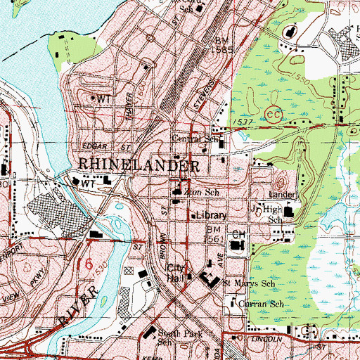 Topographic Map of Trinity Evangelical Lutheran Church, WI