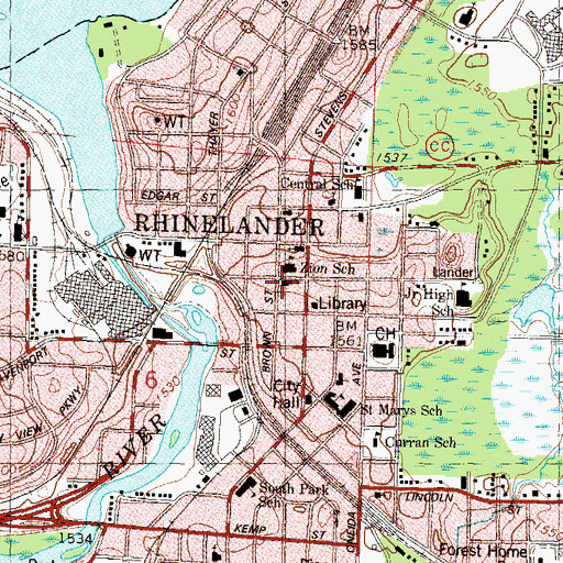 Topographic Map of Zion Evangelical Lutheran Church, WI