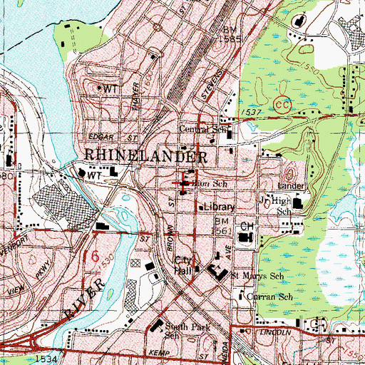 Topographic Map of Zion Lutheran School, WI