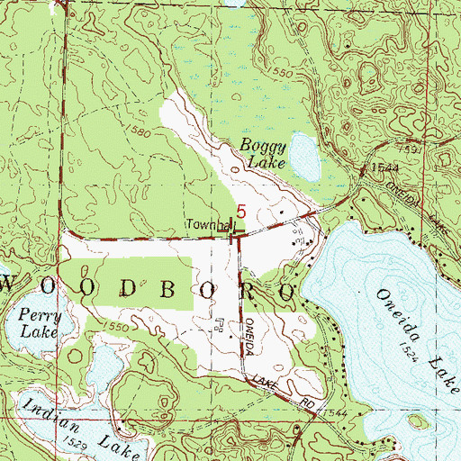 Topographic Map of Woodboro Townhall, WI