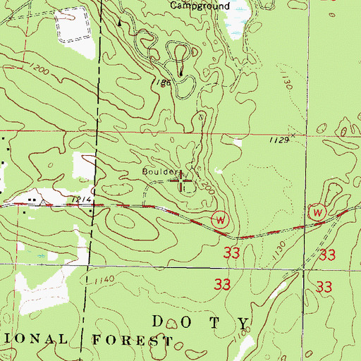 Topographic Map of Boulder Lake Lookout Tower (historical), WI