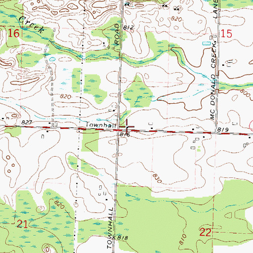 Topographic Map of Brazeau Townhall, WI