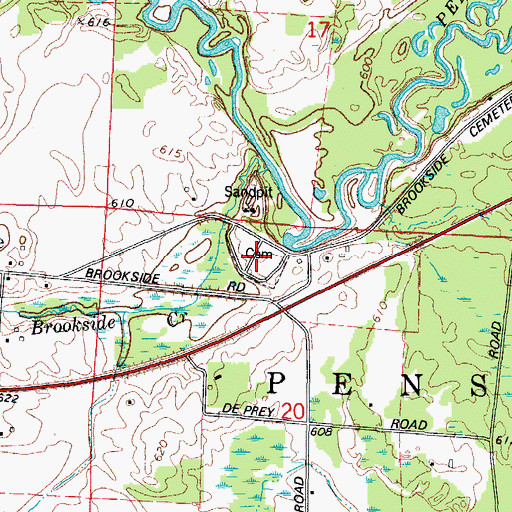Topographic Map of Brookside Cemetery, WI