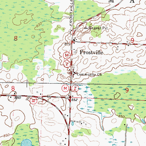 Topographic Map of Community Church, WI