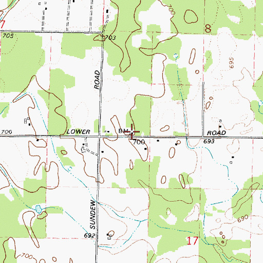 Topographic Map of Dewey School (historical), WI