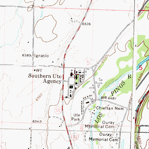 Topographic Map of Southern Ute Agency, CO