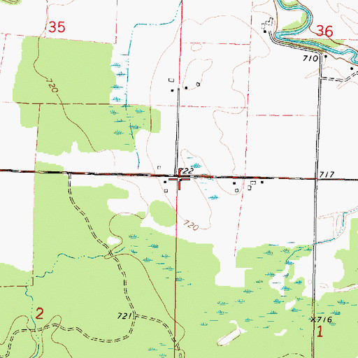 Topographic Map of Flowing Spring School (historical), WI
