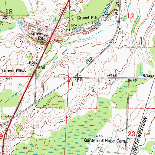 Topographic Map of Hall School (historical), WI