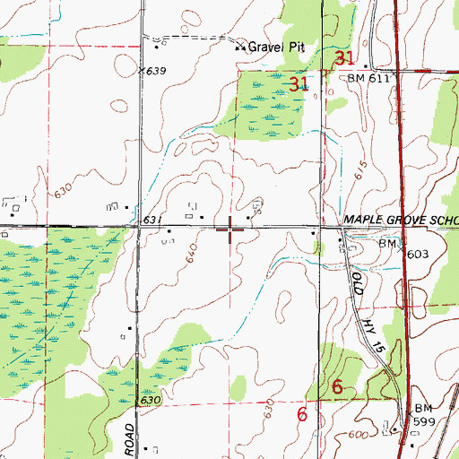 Topographic Map of Maple Grove School (historical), WI