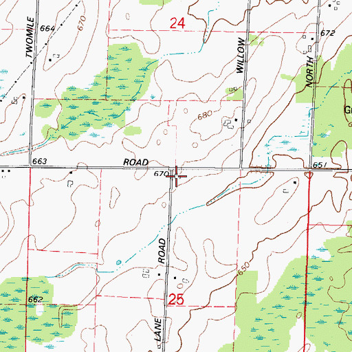 Topographic Map of McDowell School (historical), WI