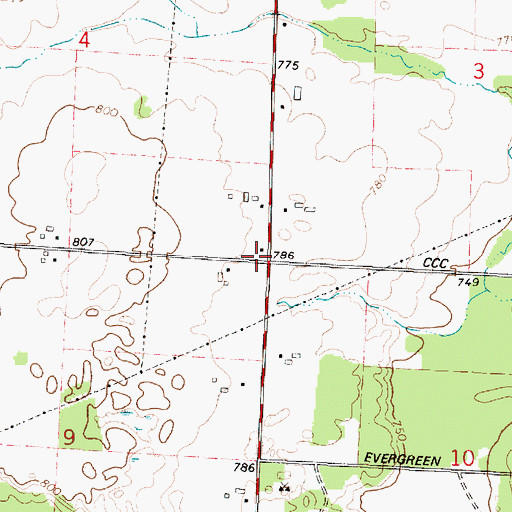 Topographic Map of North Morgan School (historical), WI