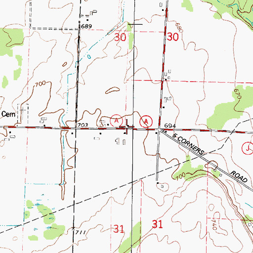 Topographic Map of Pershing School (historical), WI