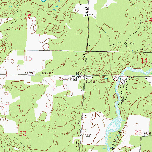 Topographic Map of Riverview Townhall, WI