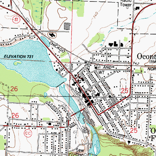 Topographic Map of Saint Anthonys Roman Catholic Church, WI