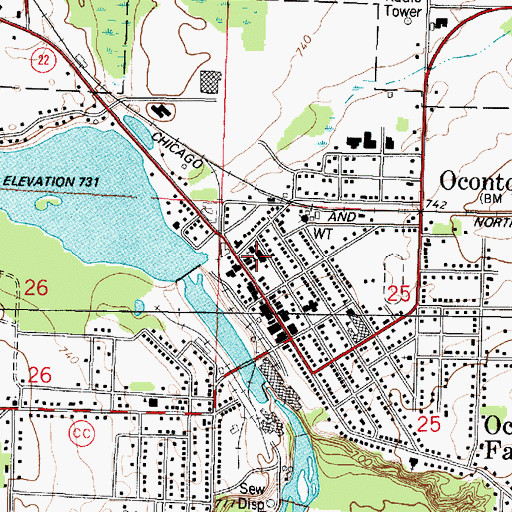 Topographic Map of Saint Anthony School, WI