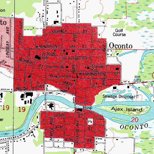 Topographic Map of Saint Marks Episcopal Church, WI