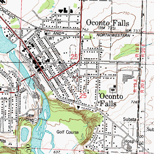 Topographic Map of Saint Pauls Evangelical Lutheran Church, WI