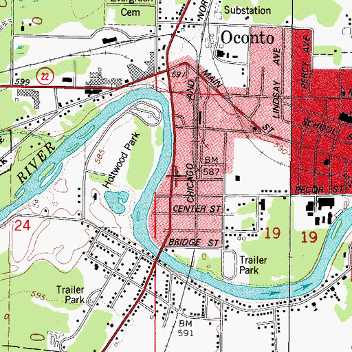 Topographic Map of Saint Peters Church, WI